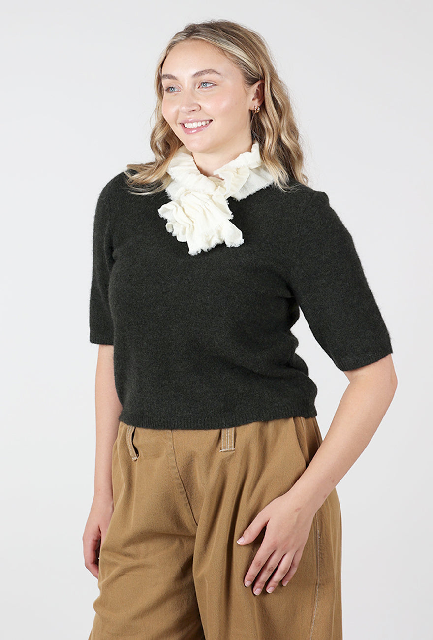 Tattered Wool Flounce Scarf, Raw White Angle 2