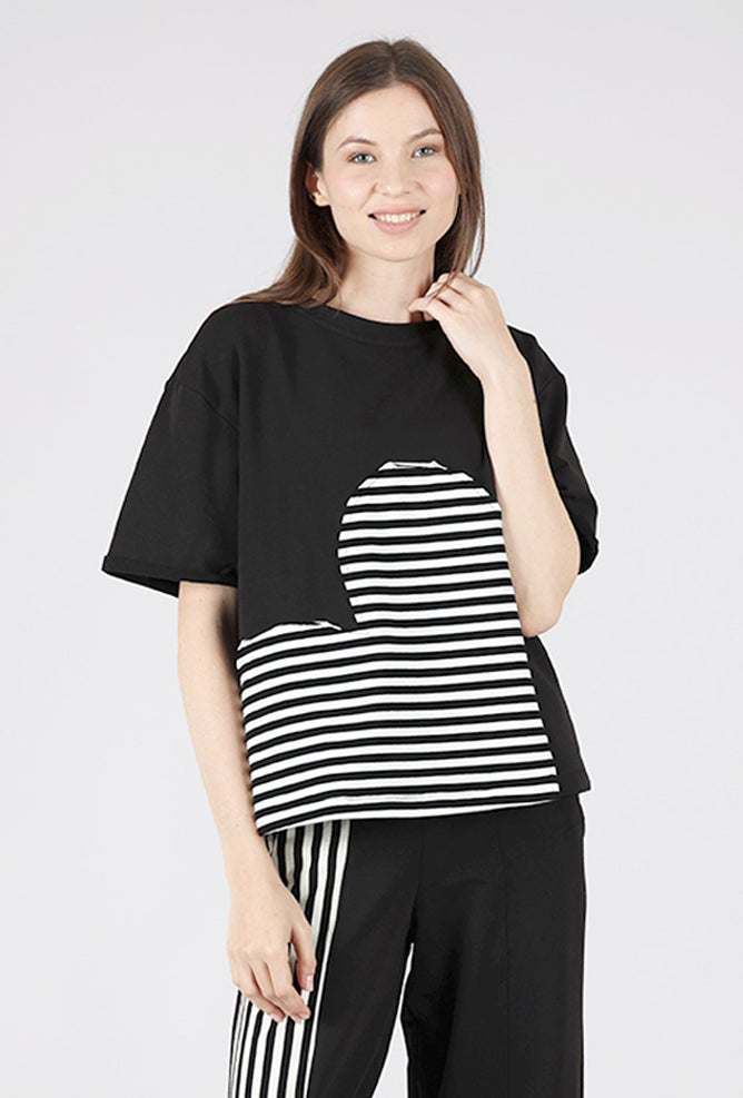 Alembika Stripe Heart Tee, Black 