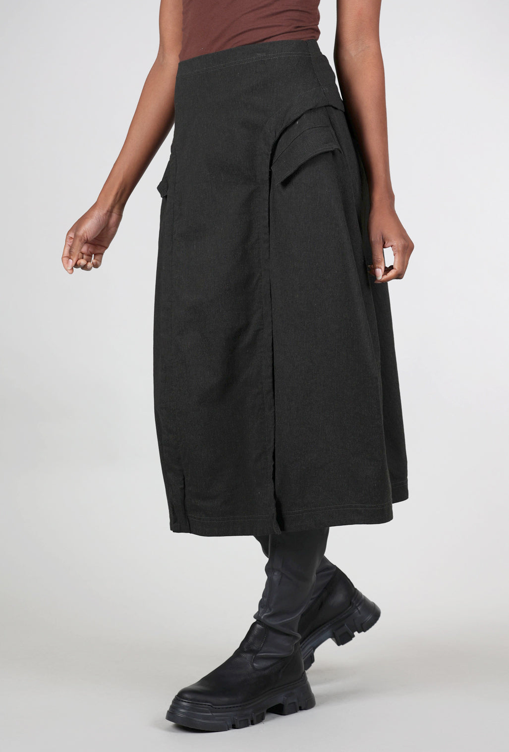 Rundholz Cotton-Wool Subtle Stripe Skirt, Jungle 