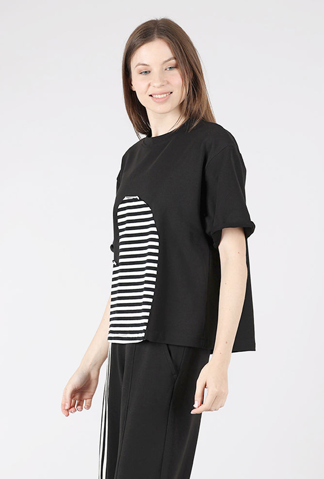 Alembika Stripe Heart Tee, Black 