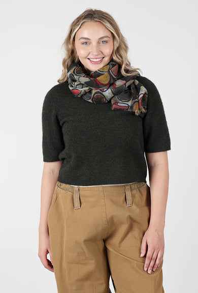 M Square MS Cashmere Print Scarf, Olive Dots 