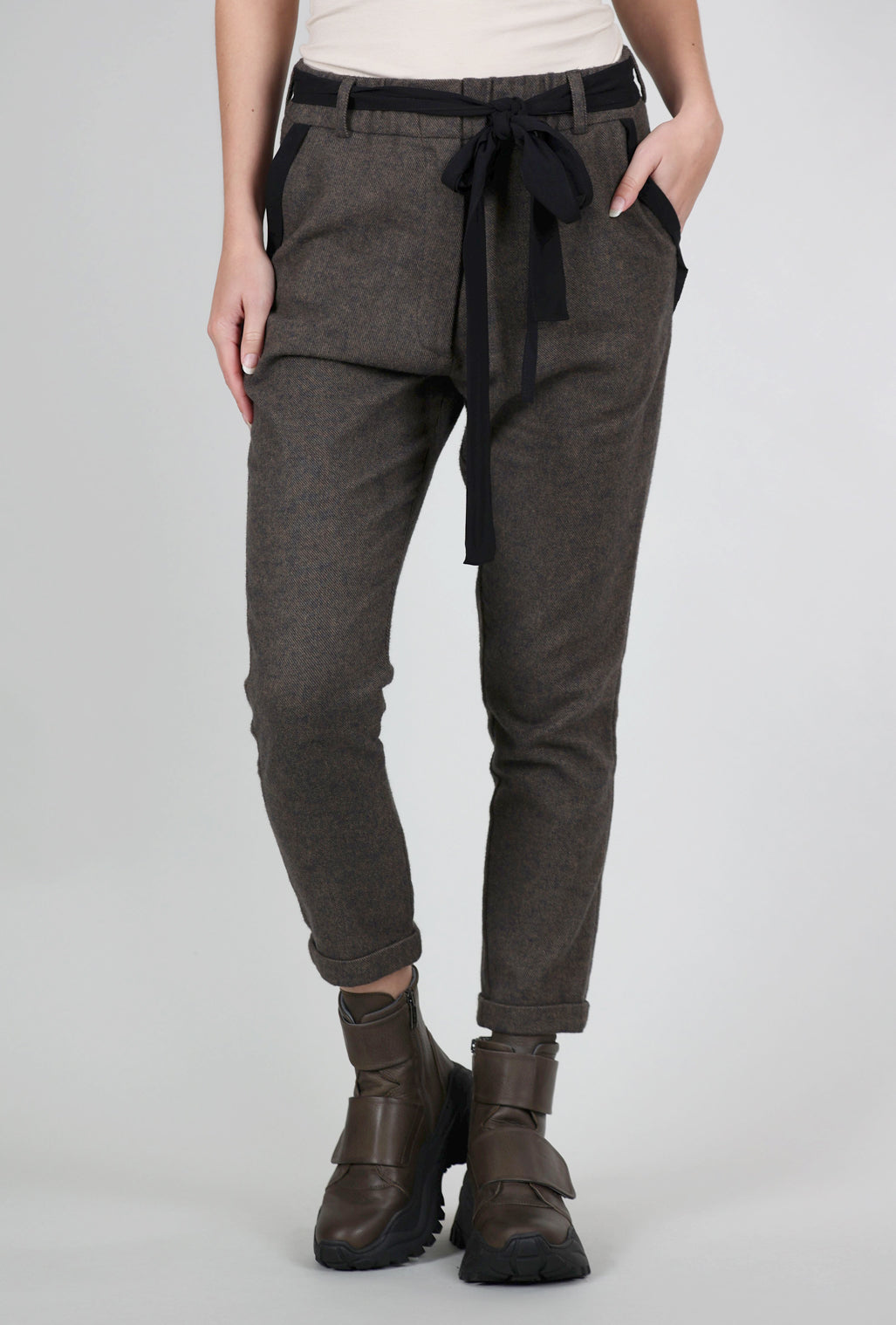 Studio B3 Stats Flannel Pant, Brown Olive 