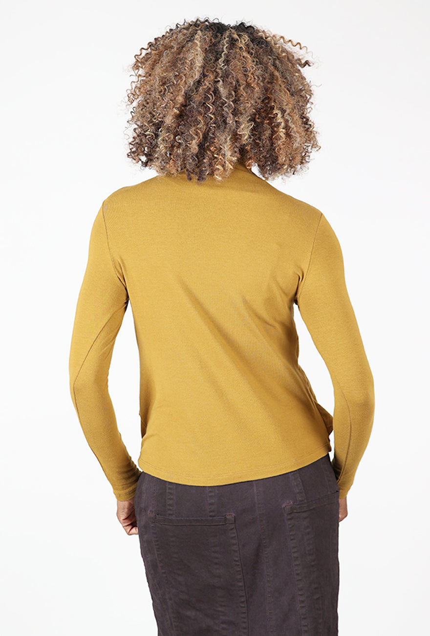 Ozai Drape Front Knit Top, Mustard 
