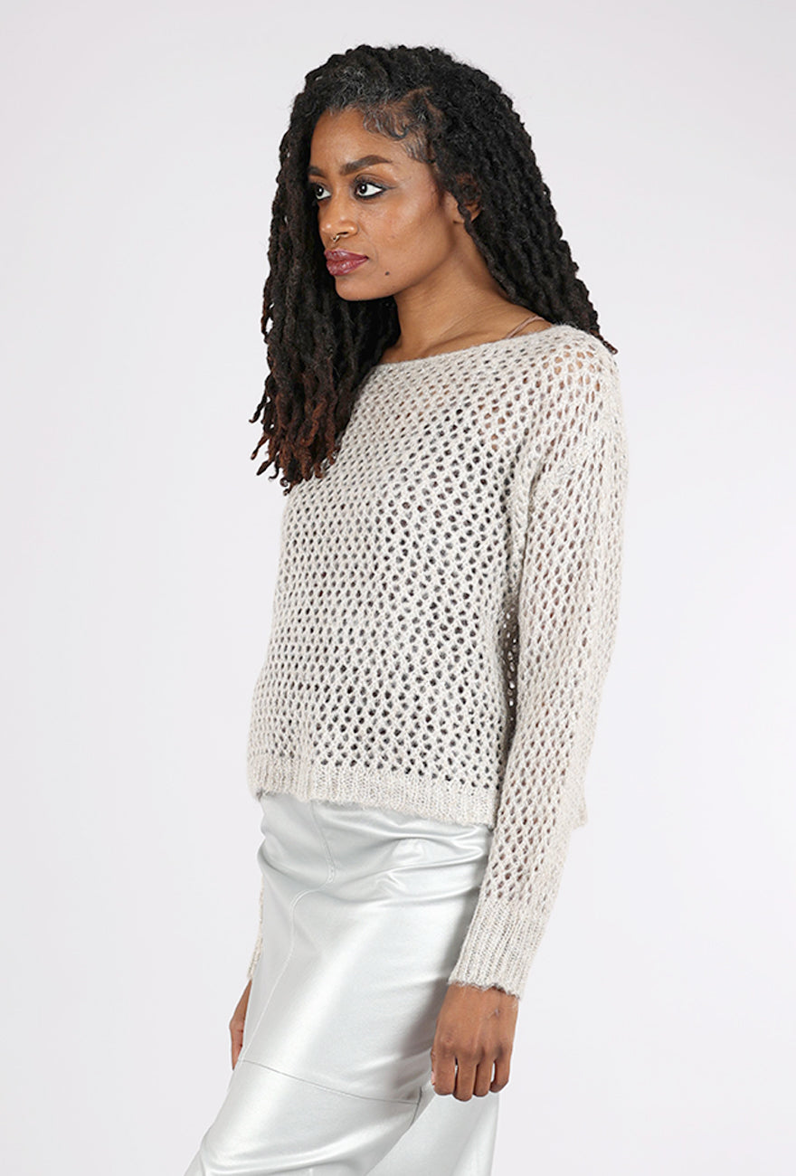 Mystree Metallic Net Pullover, Champagne 