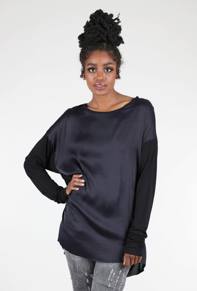 Umit Unal Silky Splendor Long Tee, Navy 