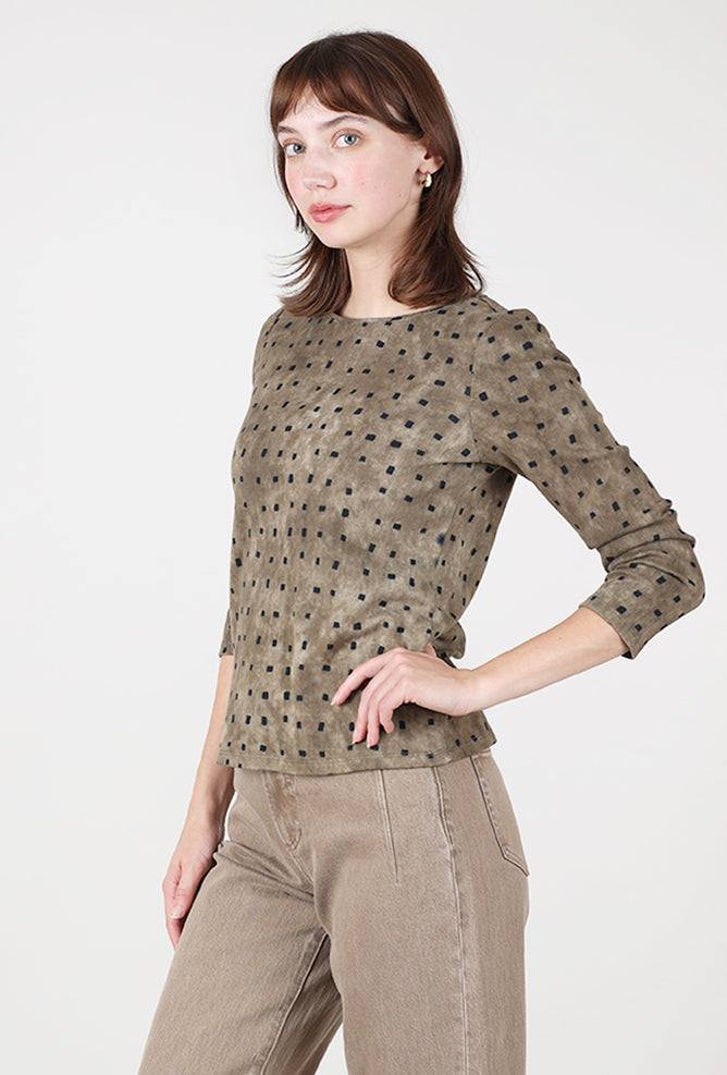 Habitat Cozy Rib Print Everyday Tee, Umber 