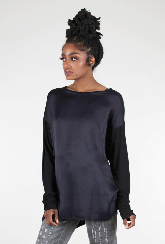 Umit Unal Silky Splendor Long Tee, Navy 