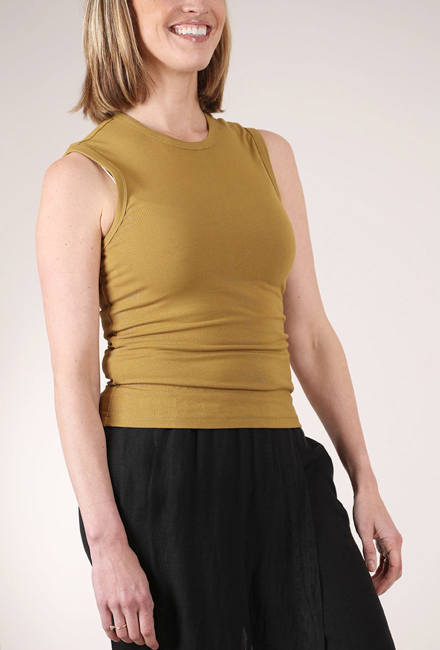 Grade & Gather Wide Shoulder Tank, Moss 