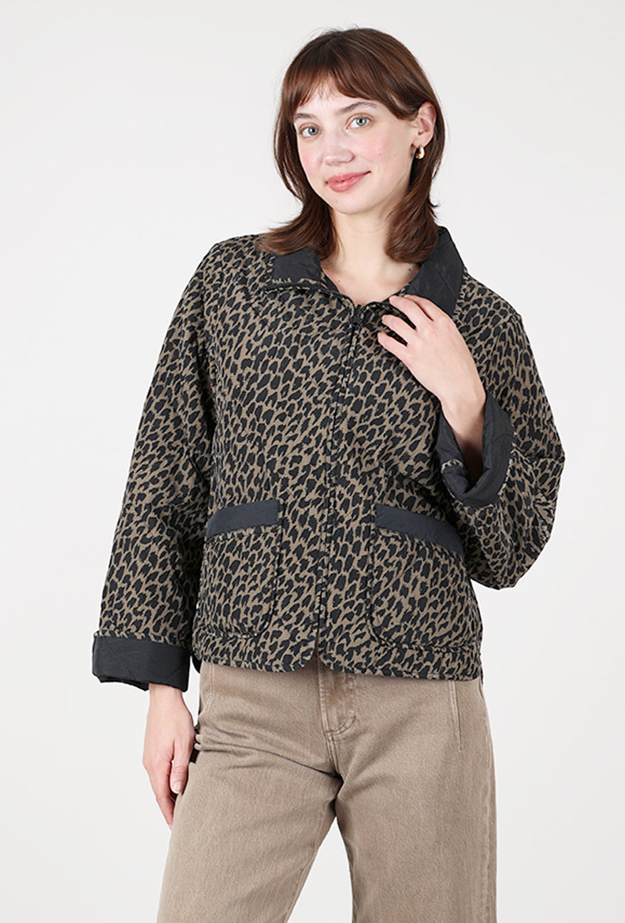 Habitat Reversible Print Quilt Puffer, Black 