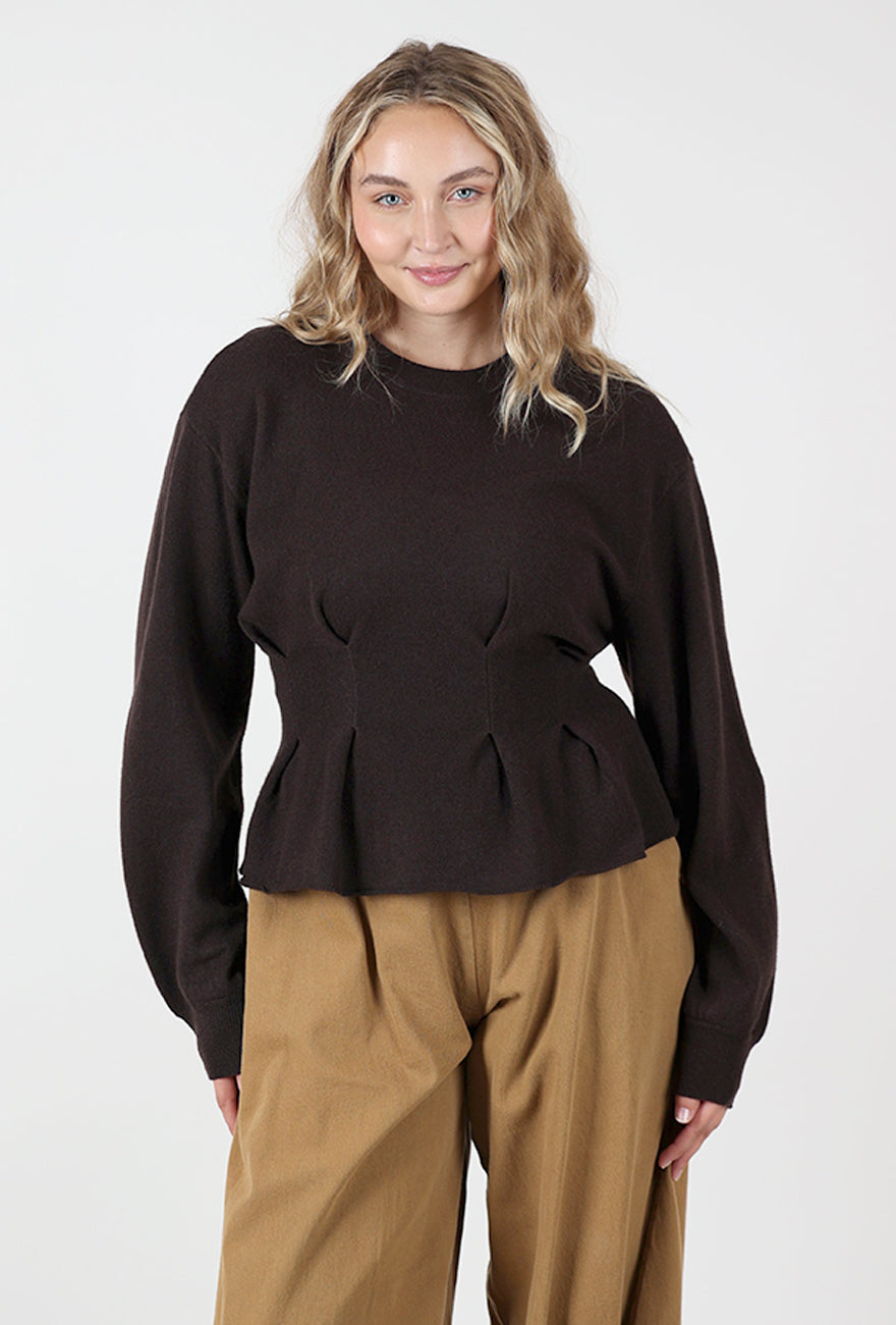 Manzi Pleated Waist Sweater, Ganache