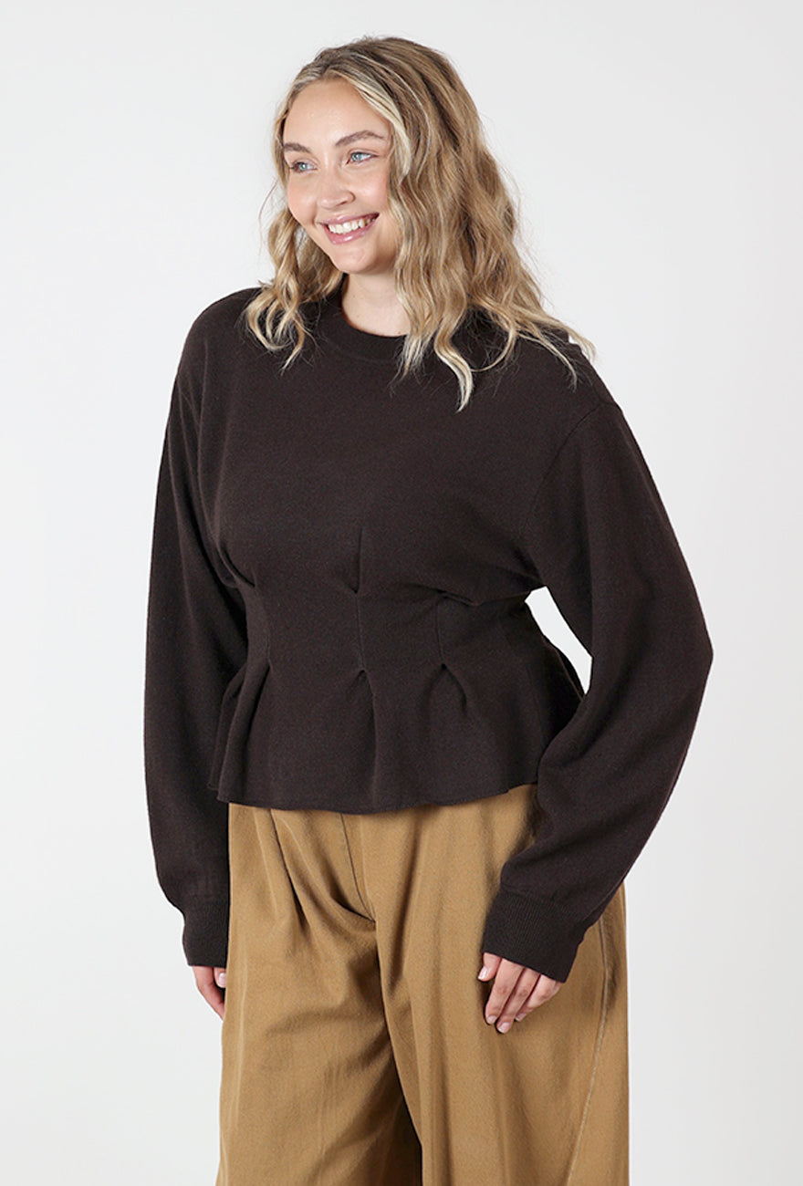 Manzi Pleated Waist Sweater, Ganache