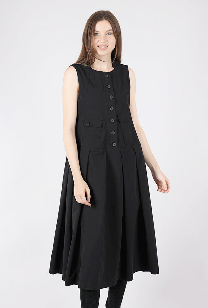 Rundholz Twill Button Front Dress, Black 