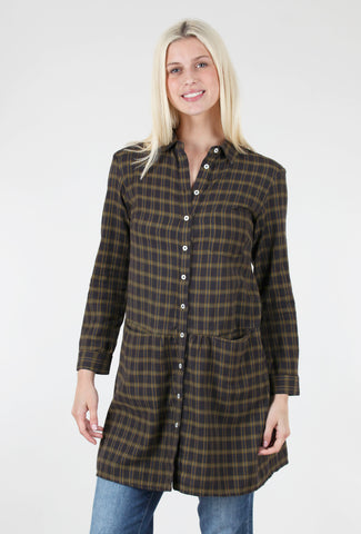 Bibico Olivia Plaid Shirtdress, Navy/Lime 