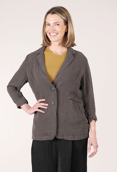 By Basics Own Linen Blazer, Black Coffee 