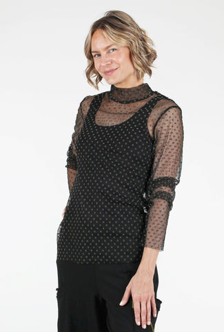 Luukaa Mesh Dotty Tneck, Black/Khaki 