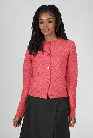 MDM Pauline Cable Cardie, Strawberry 