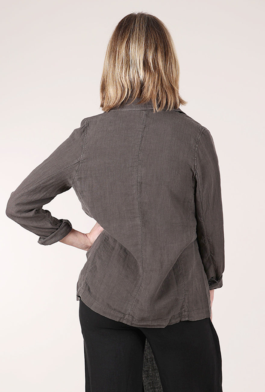 By Basics Own Linen Blazer, Black Coffee 