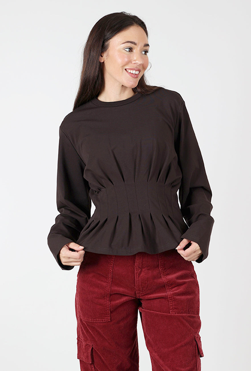 Inez Pleat Detail Tee, Ganache