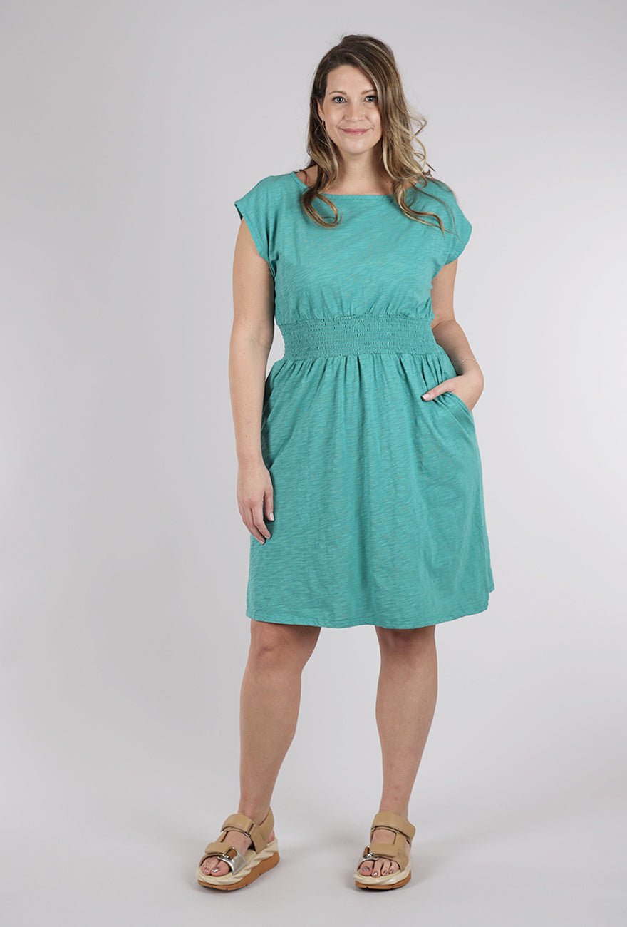 Mododoc Smocked Waist S/S Dress, Open Water 