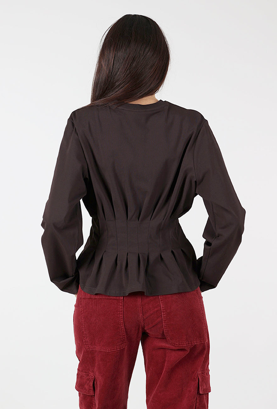 Inez Pleat Detail Tee, Ganache