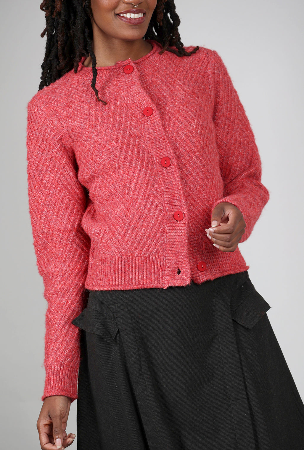 MDM Pauline Cable Cardie, Strawberry 