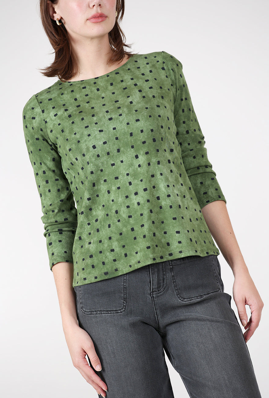 Habitat Cozy Rib Print Everyday Tee, Fern 
