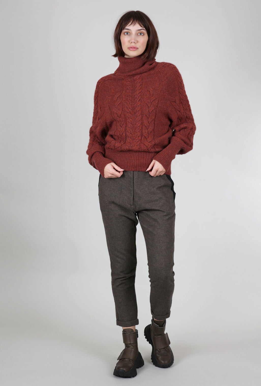 Studio B3 Muffo Cable-Knit Sweater, Terracotta 