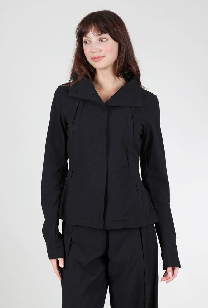 Rundholz Inset Pleat Textured Cotton Jacket, Black 