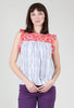 THML Embroidered Yoke Stripe Blouse, White/Blue 