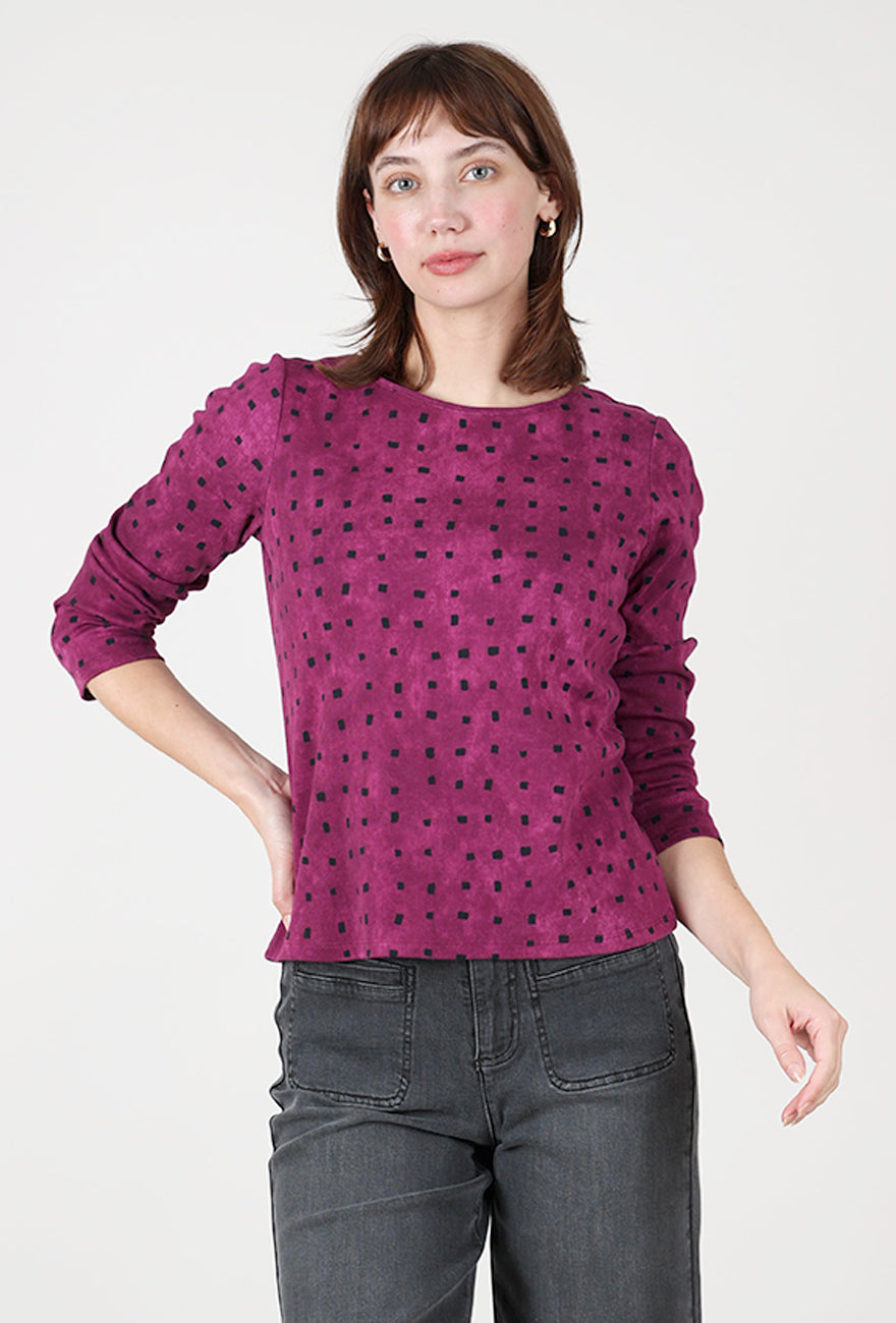 Habitat Cozy Rib Print Everyday Tee, Plum 