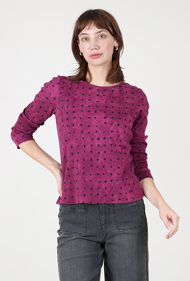 Habitat Cozy Rib Print Everyday Tee, Plum 