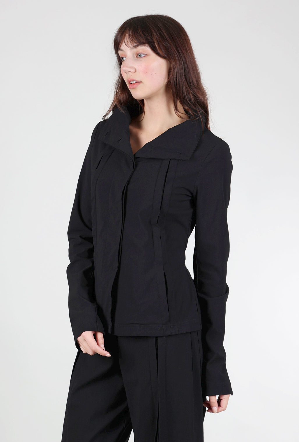 Rundholz Inset Pleat Textured Cotton Jacket, Black 