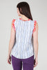 THML Embroidered Yoke Stripe Blouse, White/Blue 