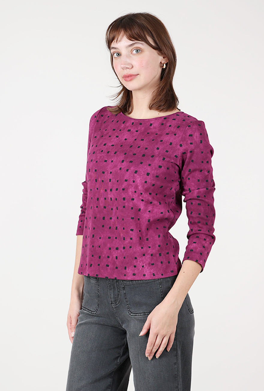 Habitat Cozy Rib Print Everyday Tee, Plum 
