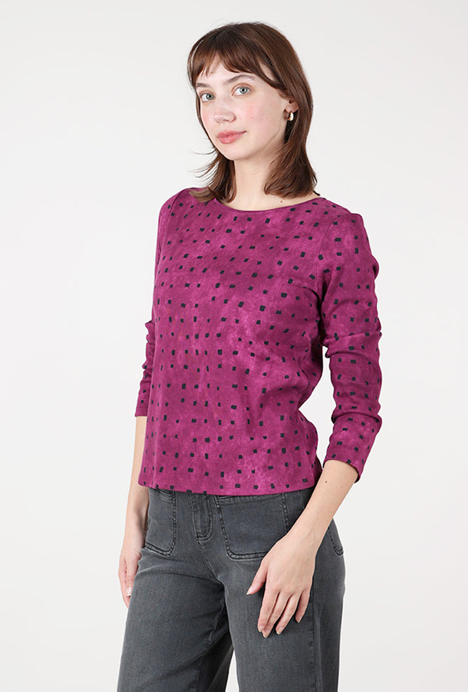 Habitat Cozy Rib Print Everyday Tee, Plum 