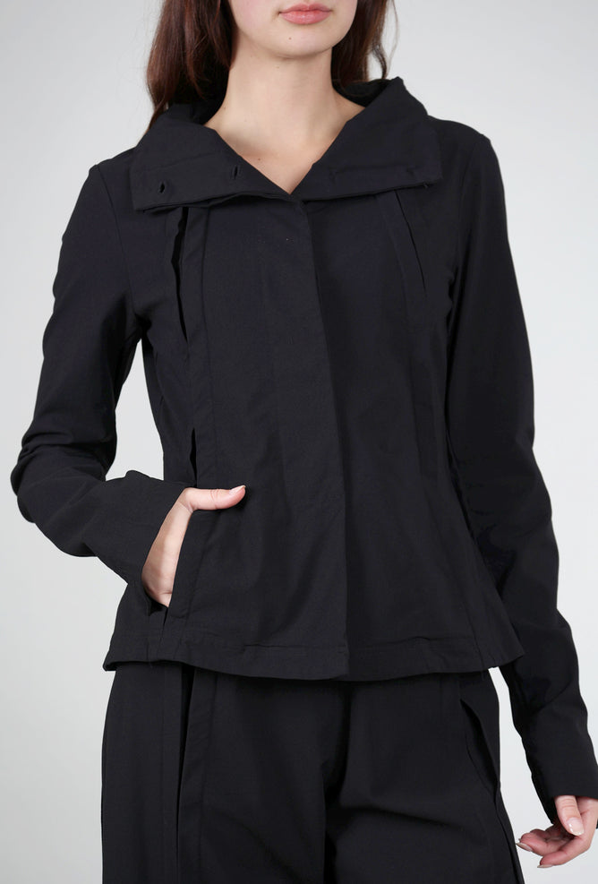 Rundholz Inset Pleat Textured Cotton Jacket, Black 