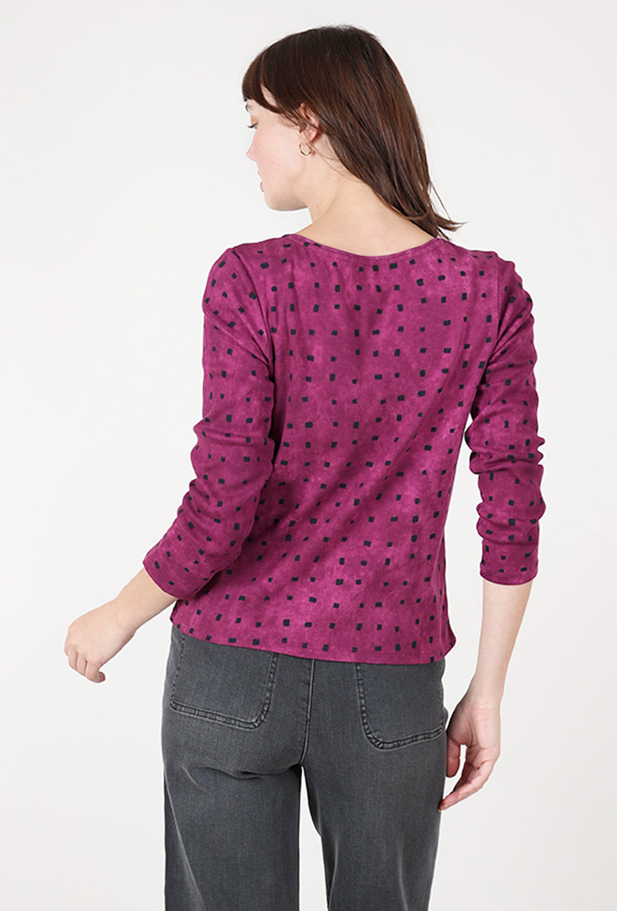 Habitat Cozy Rib Print Everyday Tee, Plum 
