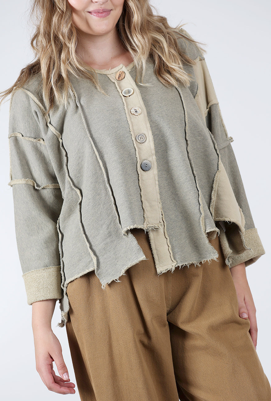 Fleece Details Crop Jacket, Oatmeal