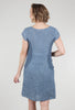Femme Fatale Linen Ribbed Back Panel Dress, Indigo/Embroidery 
