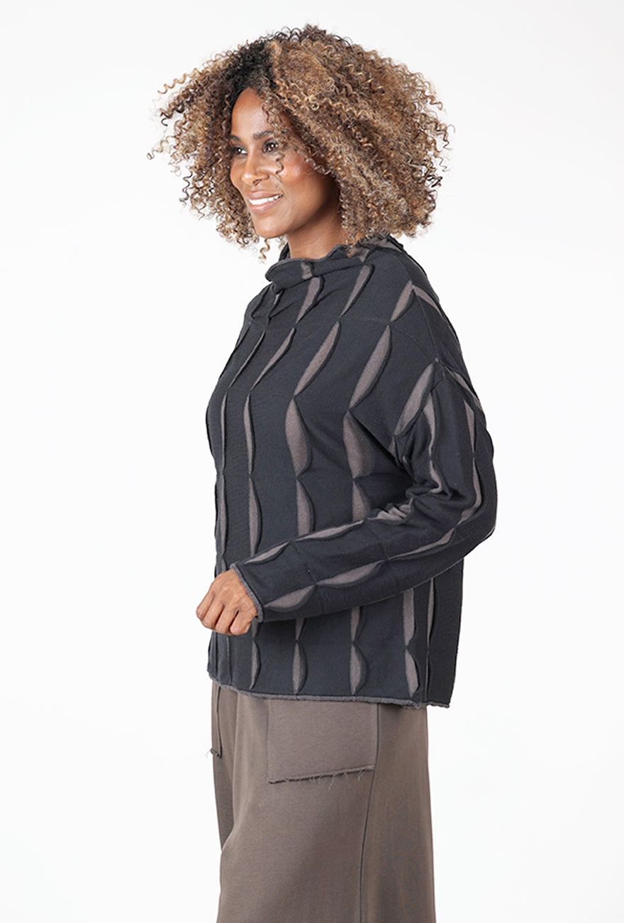 Ozai Lava Stripe Knit Pullover, Black/Walnut 