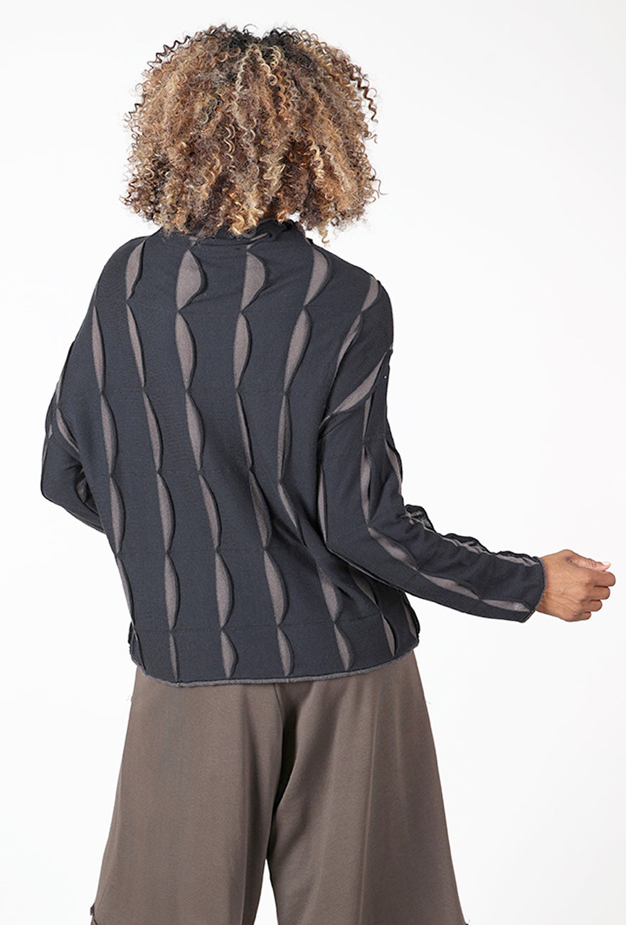 Ozai Lava Stripe Knit Pullover, Black/Walnut 