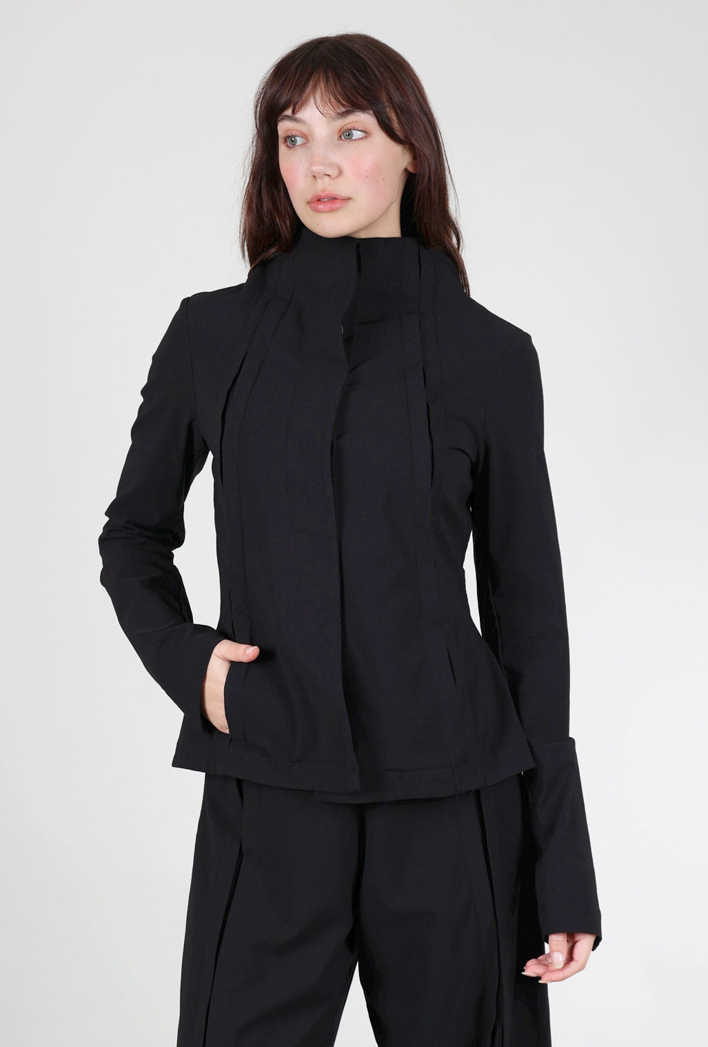 Rundholz Inset Pleat Textured Cotton Jacket, Black 