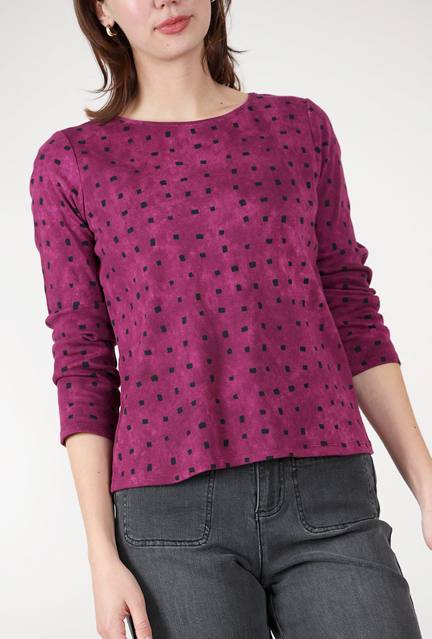 Habitat Cozy Rib Print Everyday Tee, Plum 