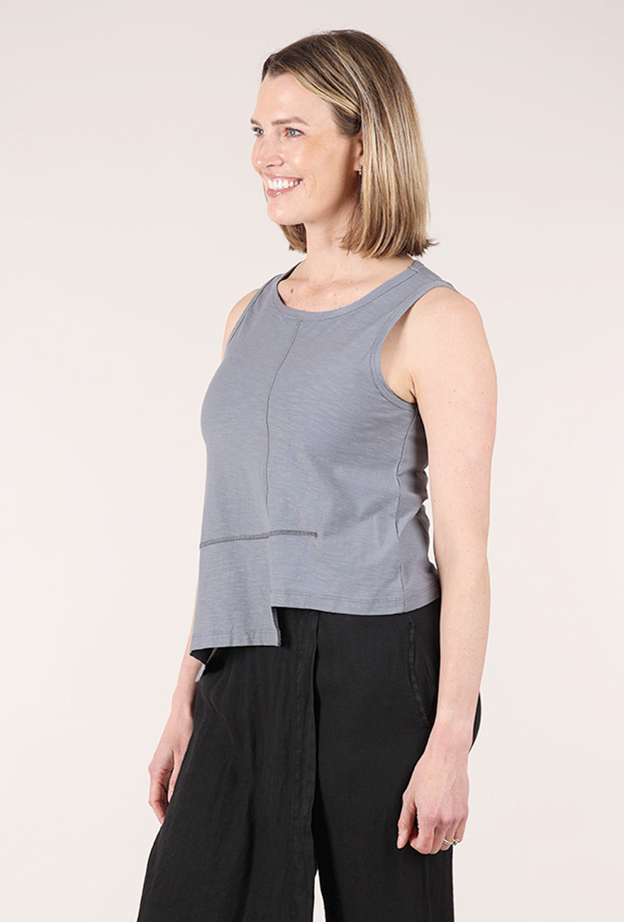 Seamed Shifted Tank, Blue