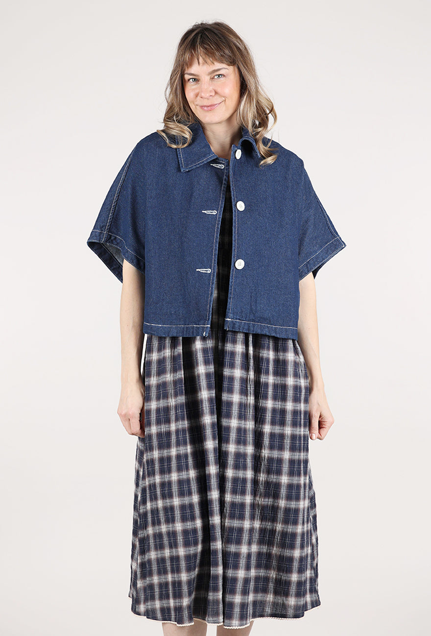 Grade & Gather Batwing Denim Shirt Jacket, Blue 