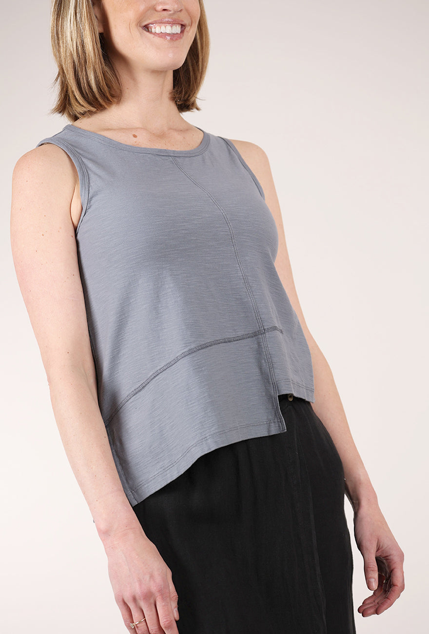 Seamed Shifted Tank, Blue