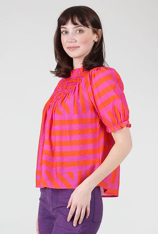 THML Sara Flounce Top, Fuchsia/Orange 