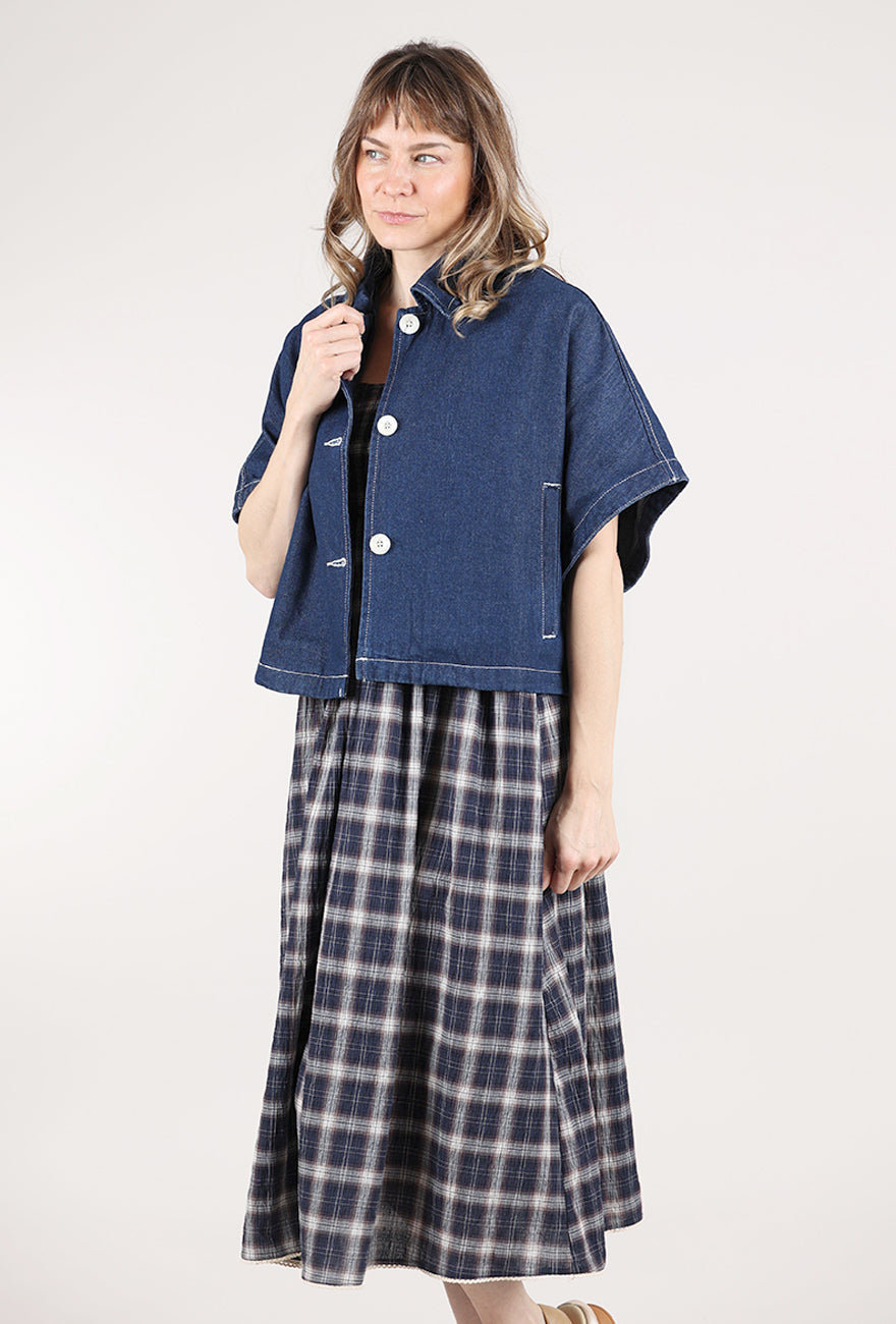 Grade & Gather Batwing Denim Shirt Jacket, Blue 