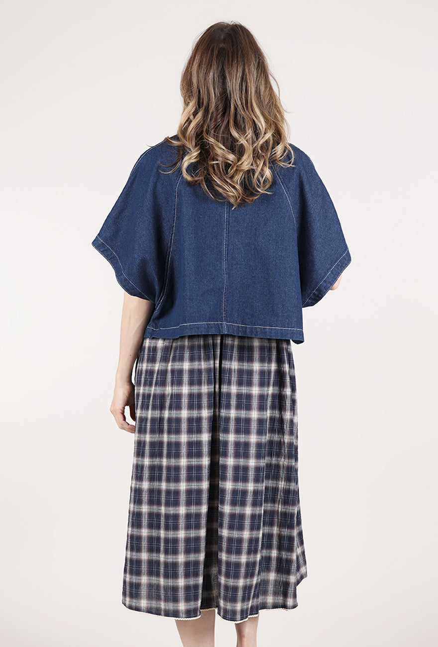 Grade & Gather Batwing Denim Shirt Jacket, Blue 
