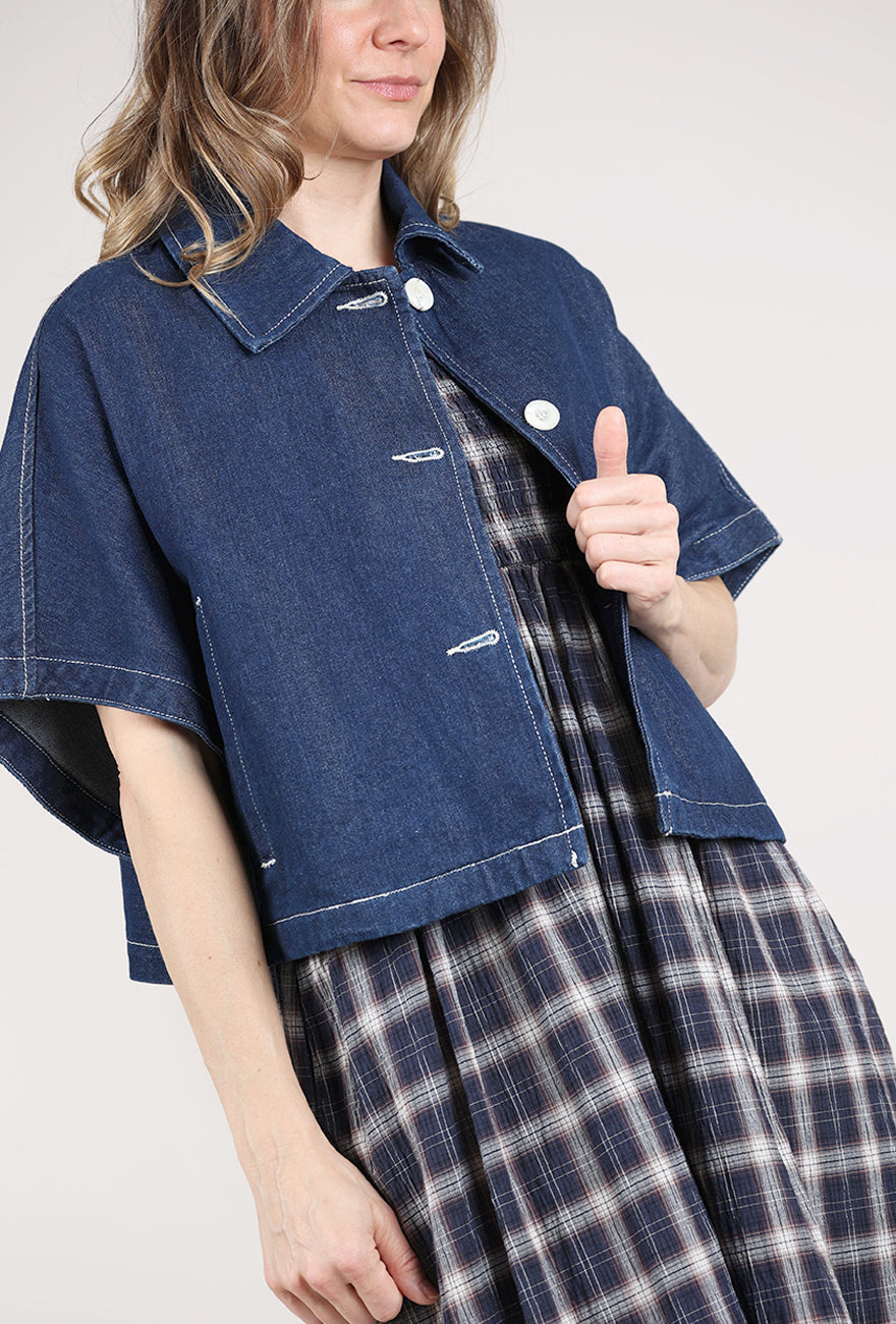 Grade & Gather Batwing Denim Shirt Jacket, Blue 